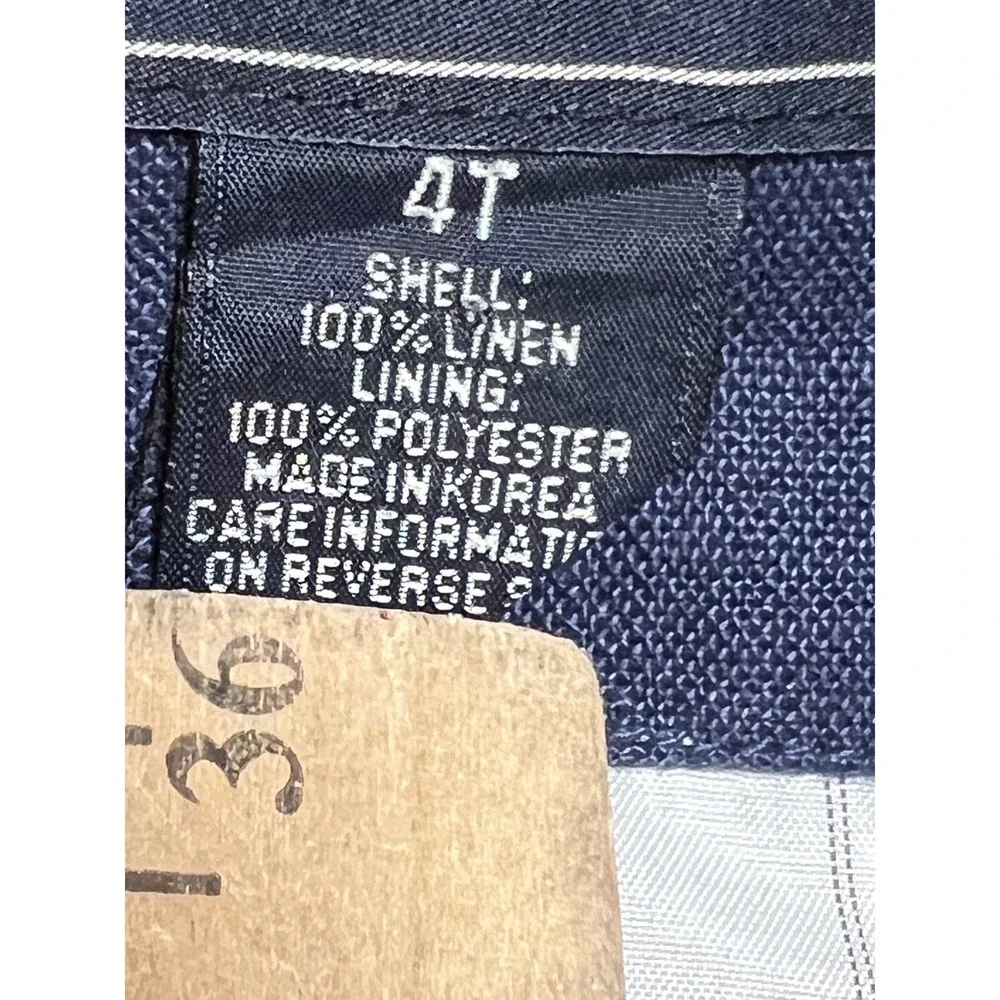 E-LAND Kids Boys Navy Blue Linen Blazer Jacket Size 4T‎